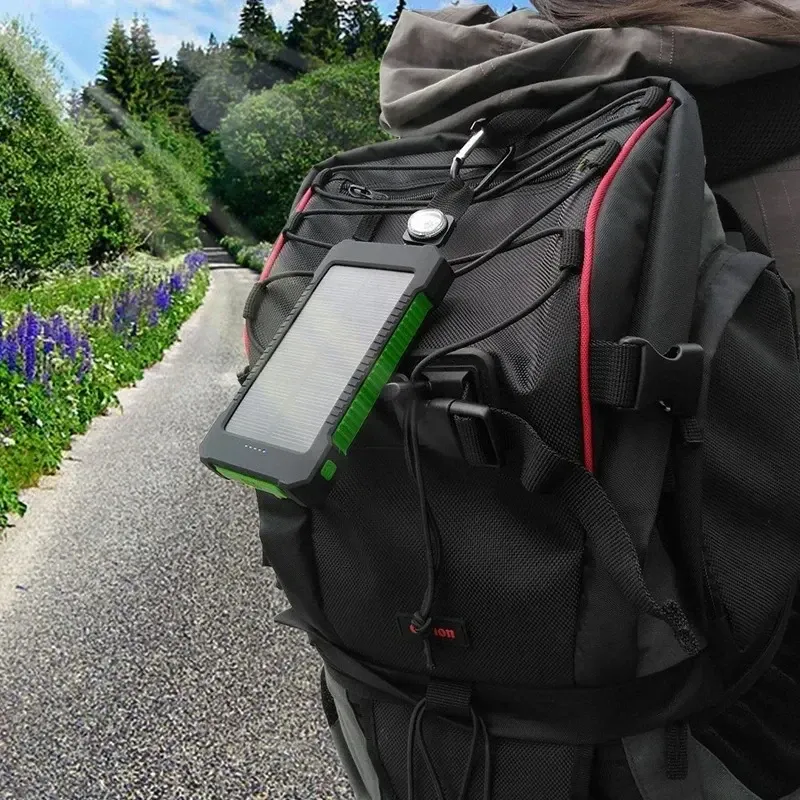Portable 10000 MAh Dual-USB Waterproof Solar Power Bank Case, Universal For Phone Charger_voghion.com