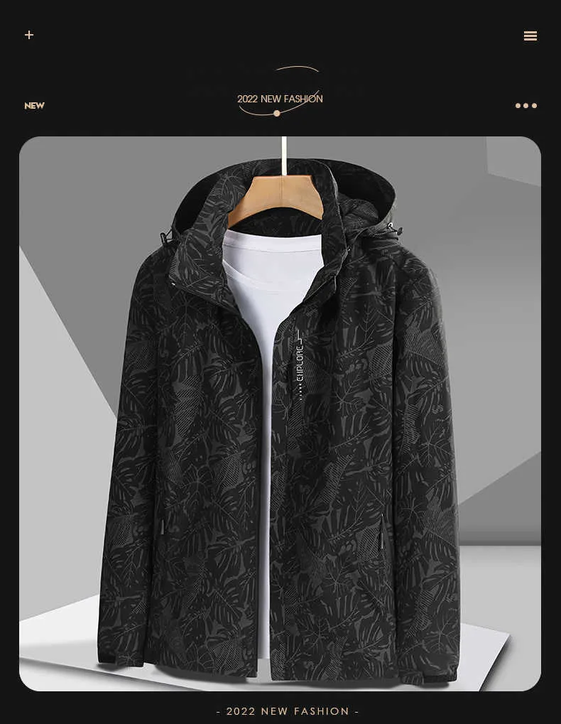 Herrenjacken Leichter wasserdichter Regenmantel für Herren zum Wandern und Reisen mit abnehmbarer Kapuze, Windjacke T221019_voghion.com