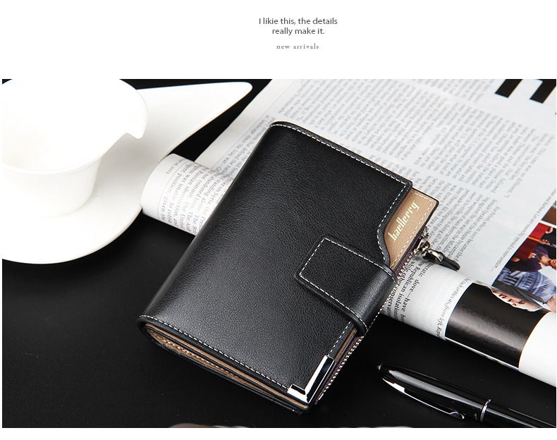 Casual Men's Wallet Multi-functional Wallet Zipper Buckle Three Fold Coin Wallet_voghion.com