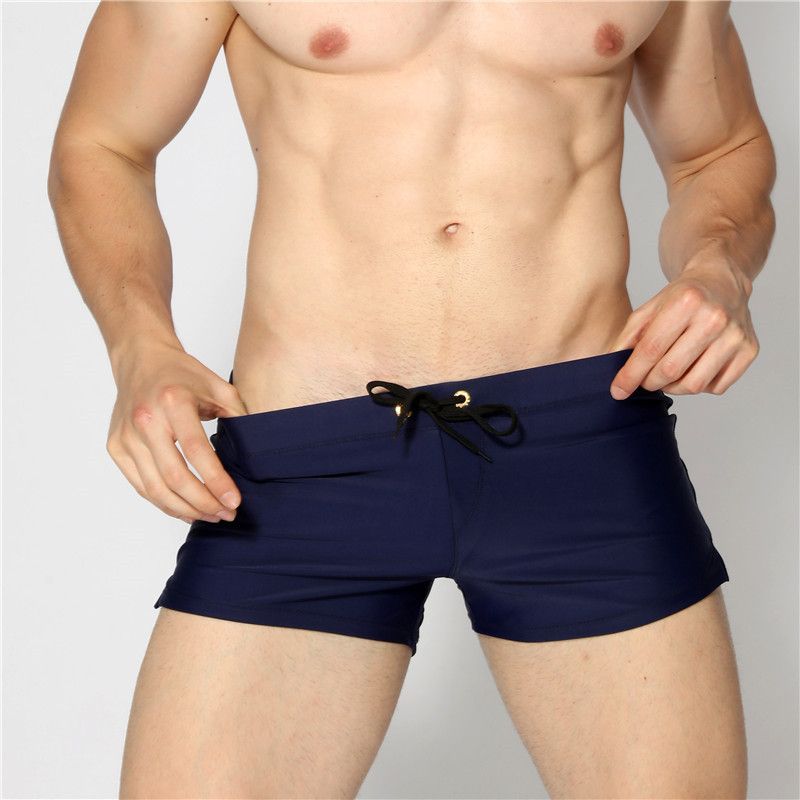 Men's European Style Swim Trunks - Quick-Dry & Comfortable For Beach & Pool (No Pockets UPF50+ Black/Blue S-XXL)_voghion.com