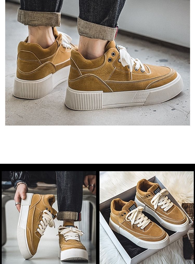 High board shoes for men, 2024 autumn new British style sports shoes, men's mid top Martin boots_voghion.com