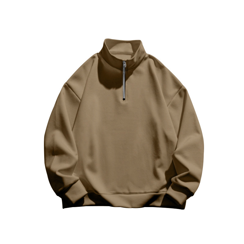 Herrenbekleidung, Kapuzenpullover, Stehkragen, halber Reißverschluss, lange Ärmel, Trend_voghion.com