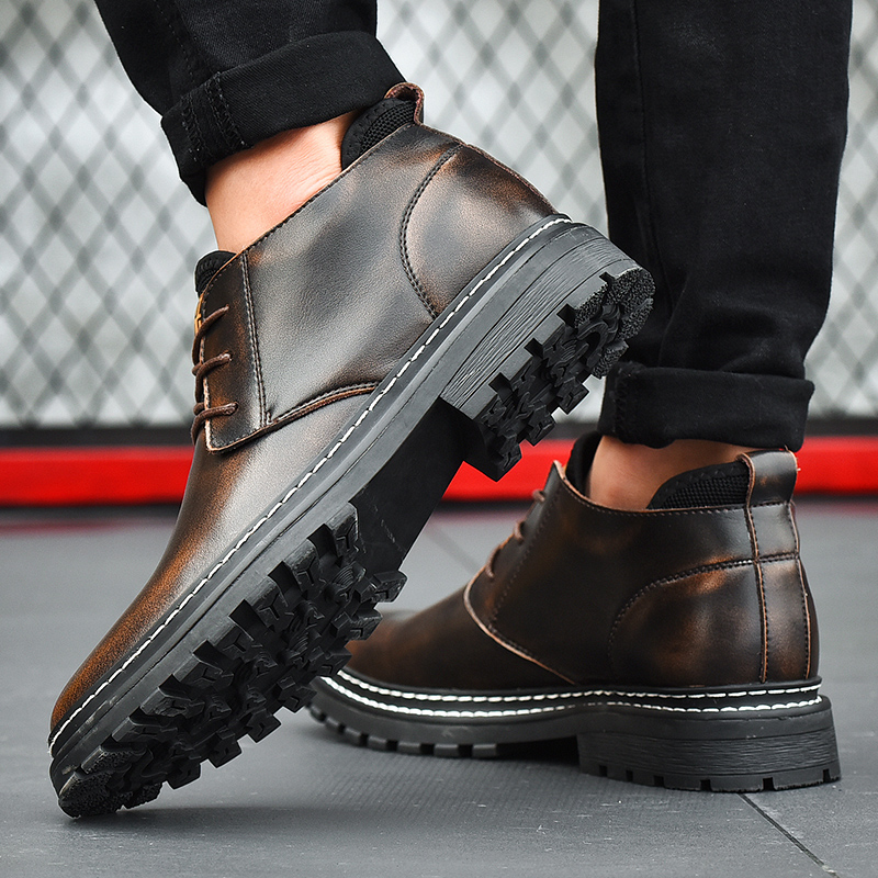 Män Läder Casual Martin-stövlar Lättviktsskor för män löparskor_voghion.com