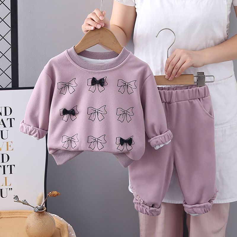 2025 Set di due pezzi con cappuccio per bambine, stile casa, abbigliamento primaverile e autunnale per bambine, novità invernale per bambine_voghion.com