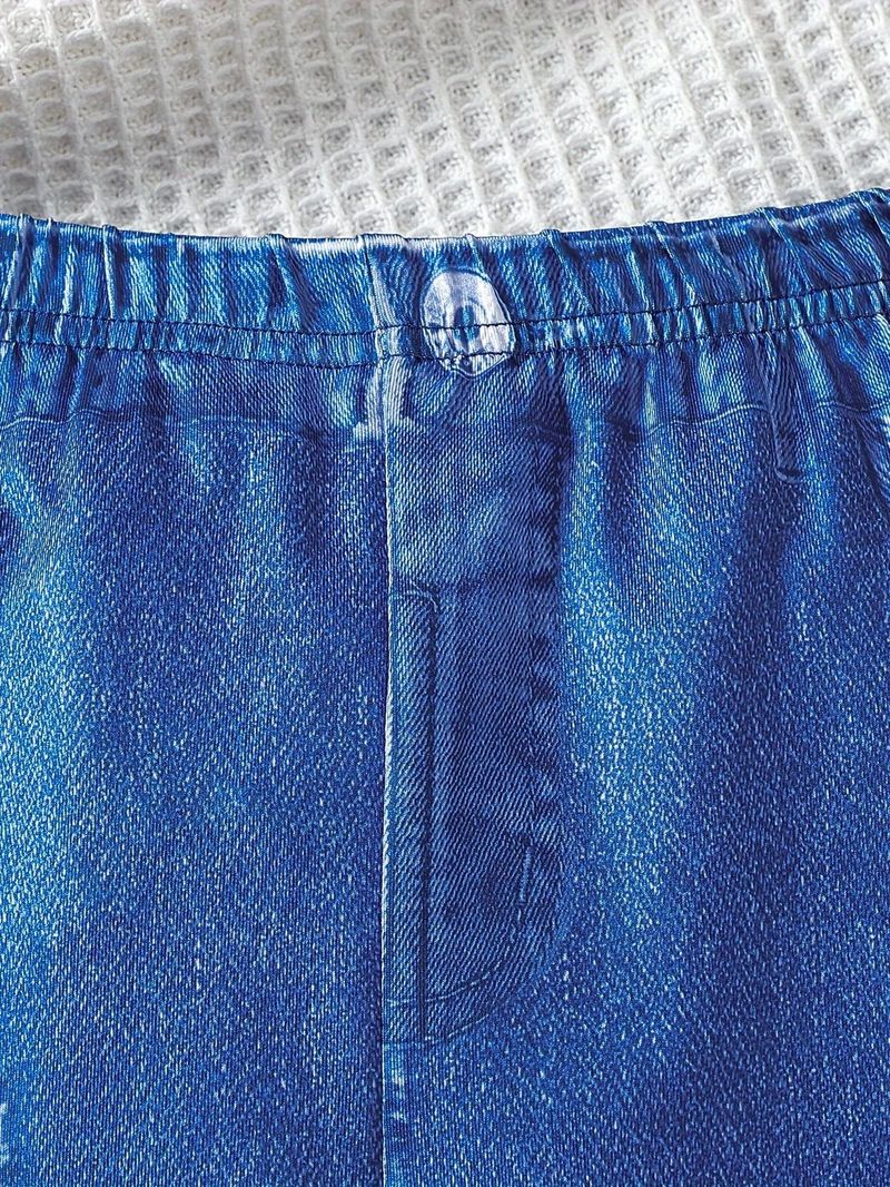 "Kinderbroek met denimlook en print - Zachte stretch polyester, trendy en comfortabel voor meisjes van 3-8 jaar (100-140 cm), B-klasse veiligheid"_voghion.com