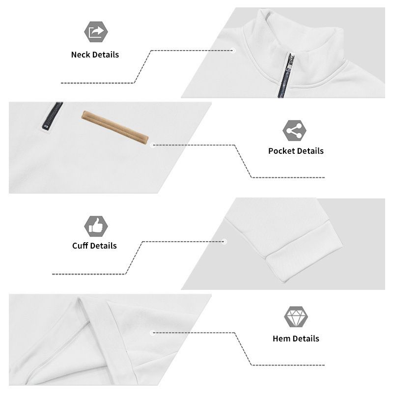 Schwerer Fleece-Pullover mit Stehkragen und halbem Reißverschluss für Herren, Kapuzenpullover und Hose – lässiges Arbeitskleidungs-Jogging-Outfit (erhältlich in S–XXXL, mehrere Farben)_voghion.com