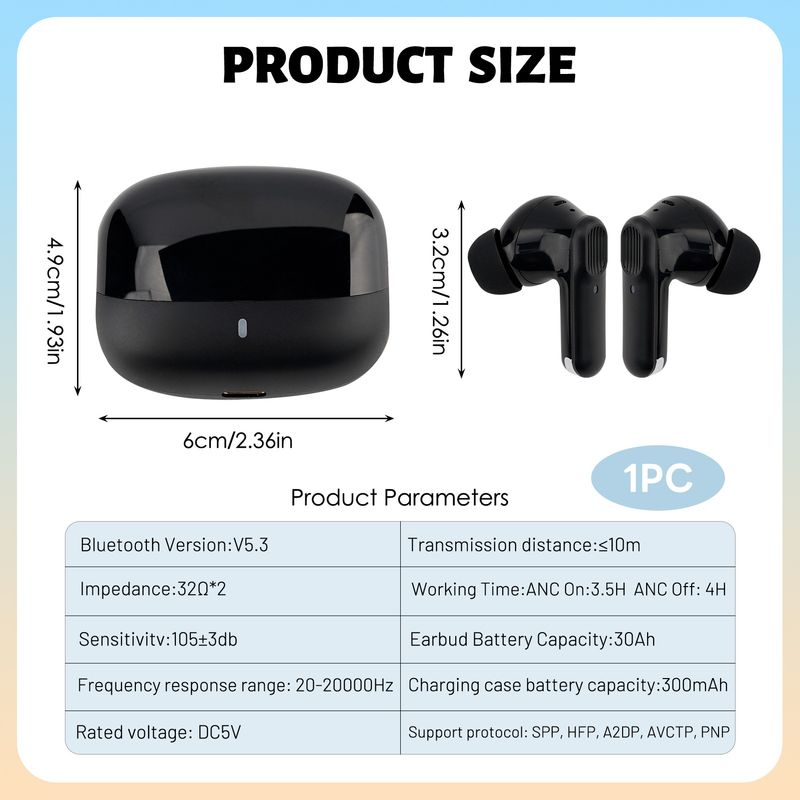 ANC + ENC Dual-mark Active Noise Reduction Wireless TWS Bluetooth 5.3 In-ear Headset_voghion.com