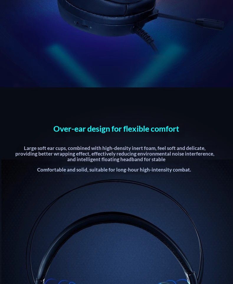 Digitex Rapoo VH160 Wired Gaming Light-Up USB Laptop Desktop Computer E-Sports Headset_voghion.com