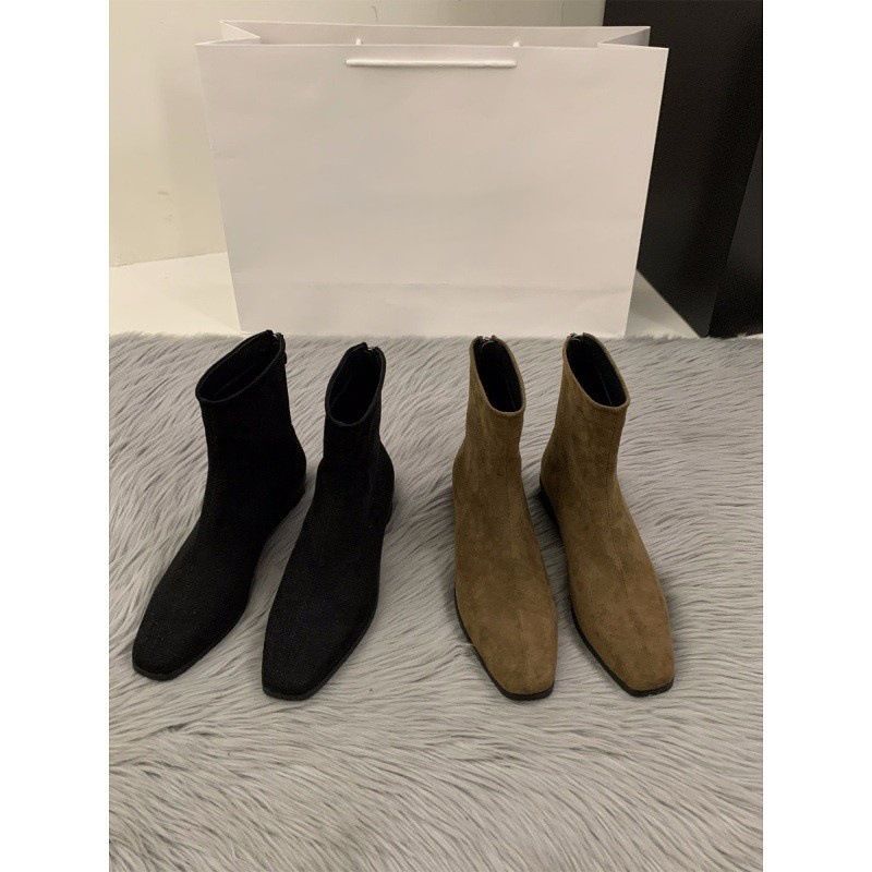 Thick Heel Suede Korean Style Small Ankle Boots Women's Shoes 2025 New Autumn And Winter Plus Velvet Martin Boots Coffee Color Skinny Short Boots_voghion.com