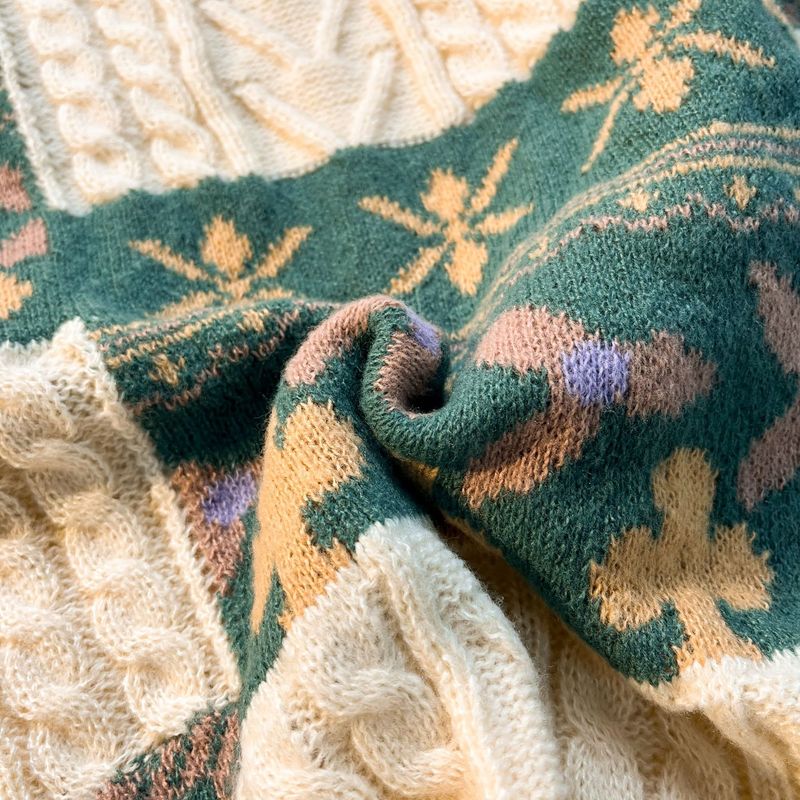 Geïnspireerde patchworktrui – Unisex oversized breisel met vintage Hong Kong-stijl_voghion.com