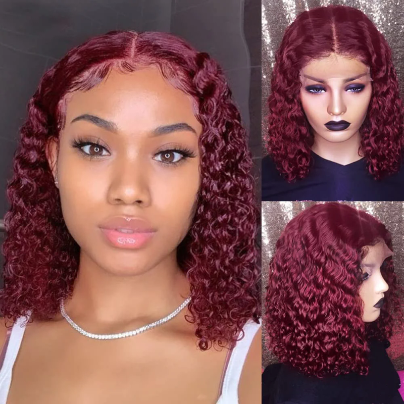 Brazilian Deep Wave Bob Wig 13x4 Lace Frontal Human Hair Short Curly Preplucked Baby Hair_voghion.com