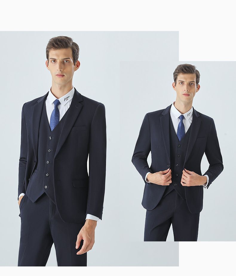 Men's Plus Size 3-Piece Suit Set – Two-Button Notch Lapel Business & Wedding Suit With Vest (Black/Navy/Medium Gray)_voghion.com