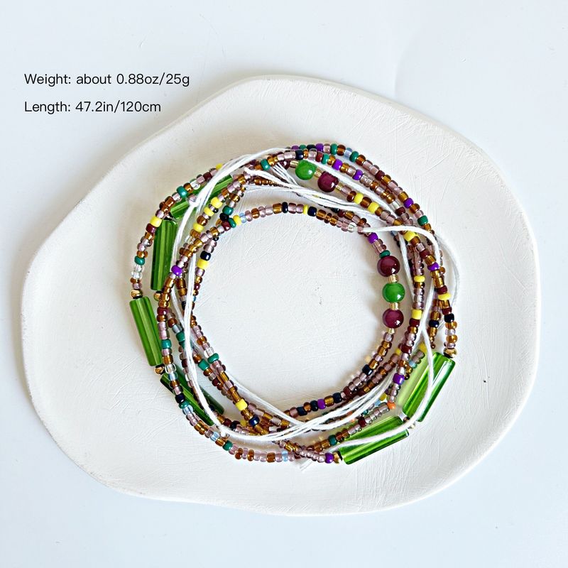 Personalized Multi-layer Colorful Beach Summer Exaggerated Bohemian Glass Bead Waist Chain_voghion.com