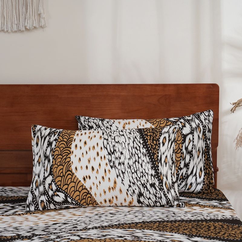 Leopard Tiger Tier Bettlaken Polyester Hautfreundliches Bett Spannbettlaken Matratzenschoner Spannbettlaken_voghion.com
