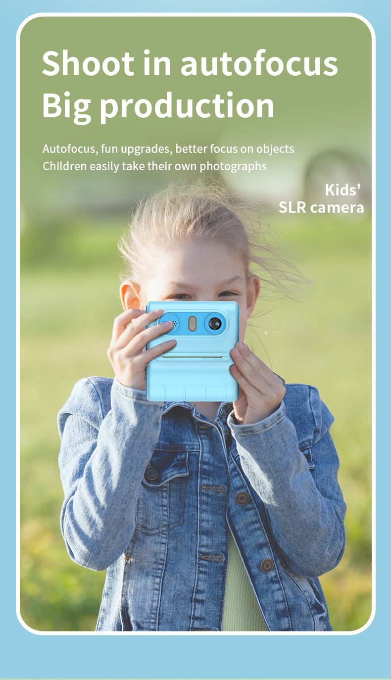 【Alta calidad】Cámara digital de alta definición con impresión instantánea para niños con lente dual única_voghion.com
