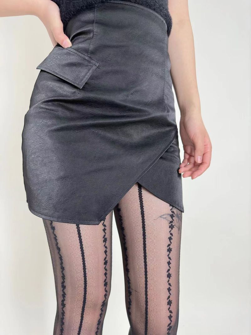 Yeni Bale Stili Dikey Koyu Desen Dantel Versiyonu Süt Beyazı Saf Arzu Tatlı Soğuk Gösteri İnce Alt Çorap_voghion.com