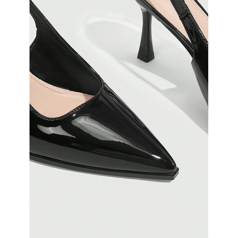 Pointy Patent Leather High Heels Women's New Small Metal Buckle Thin Heel Overhead Sandals_voghion.com