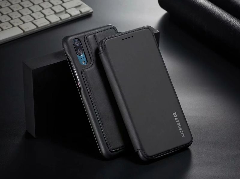 Huawei P20 P30 P40 Pro Lite İnce İnce Kart Yuvalı Lüks Deri Kapaklı Kılıf_voghion.com