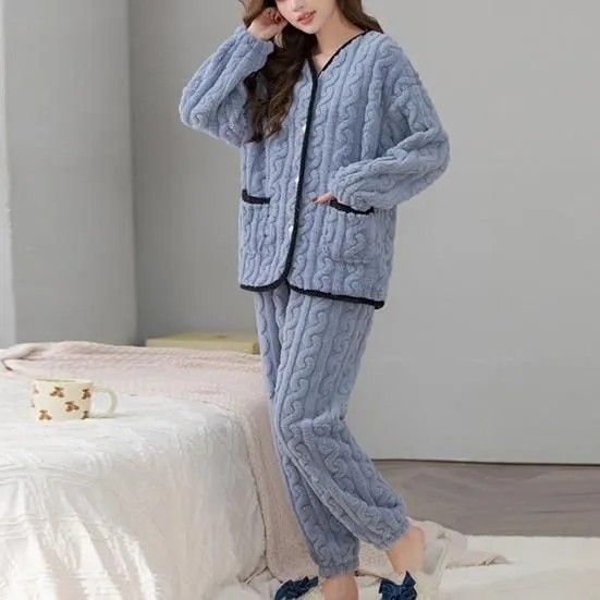 Warm And Comfortable Pajamas Women's Autumn And Winter Large-size Loungewear_voghion.com