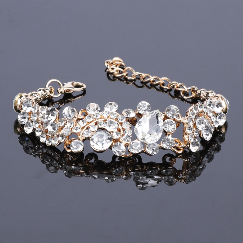 Luxuriöse Statement-Halskette, Ohrringe, Armband, Ring, Schmucksets für Frauen, Kristall-Lätzchen, goldfarbene Kette, Brautschmuck_voghion.com