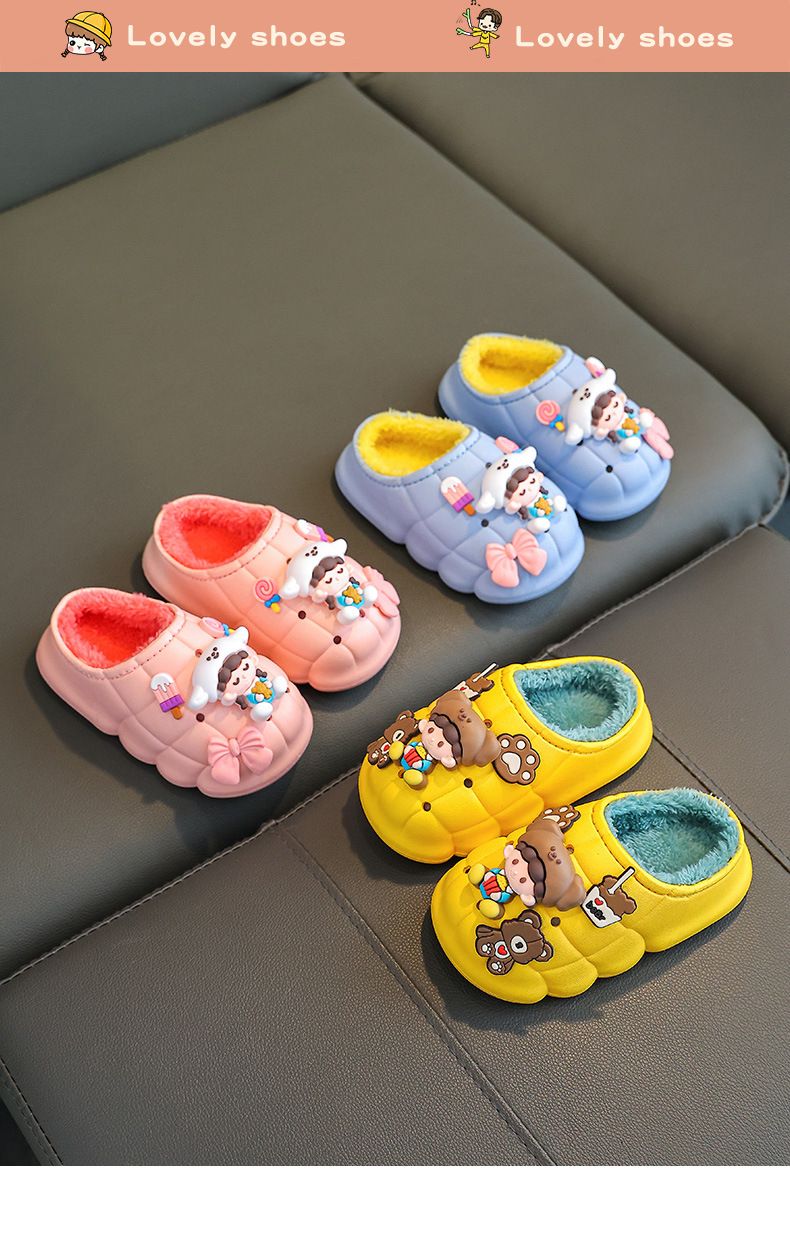 Pantofole per bambini foderate in pile per mamma e bambini - Pantofole invernali antiscivolo per bambini piccoli e ragazzi (da 1 a 11 anni) - Impermeabili e calde per interni ed esterni_voghion.com