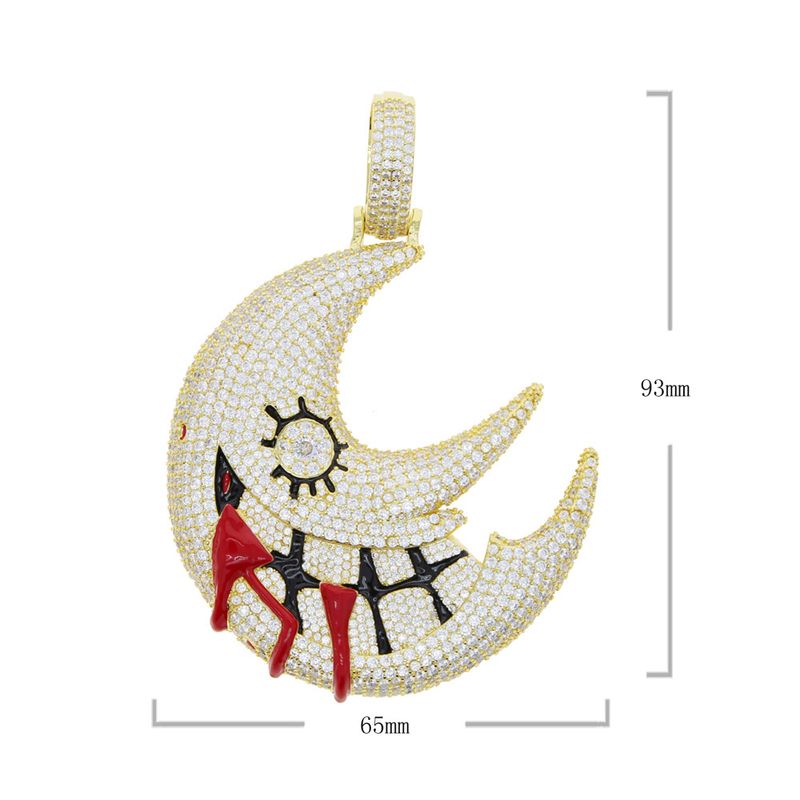Neue Hip Hop Moon Herrenmode Diamant Anhänger Halskette_voghion.com