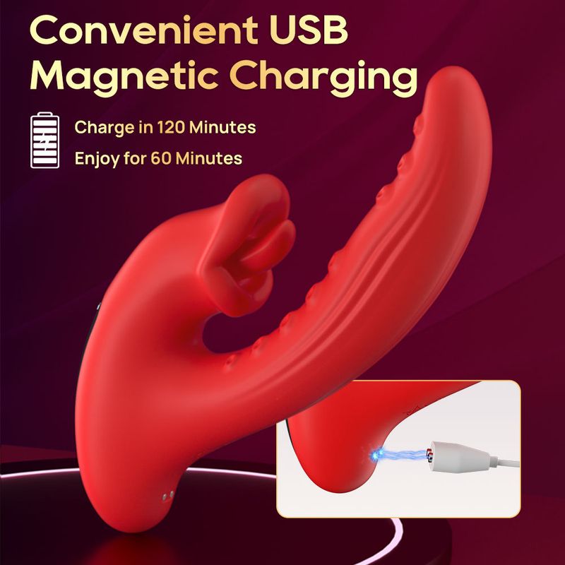 Mouth Tongue Licking Double-Headed G-Spot Stimulation LCD Screen Multi-Frequency Strong Vibration Massager Female_voghion.com