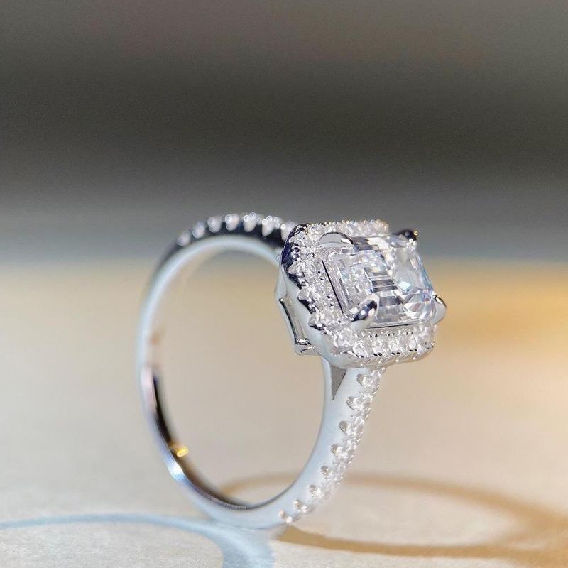 Tancise S925 Sterling 6*8 Square Sugar Ring Emerald Square Bag 2 Carats Wind Pagoda Cut Diamond High Sense Ring_voghion.com