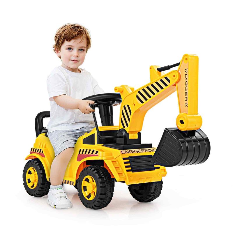 Ride On Push Car Kids Bulldozer Digger Toy Foot To Floor Construction Vehicle_voghion.com