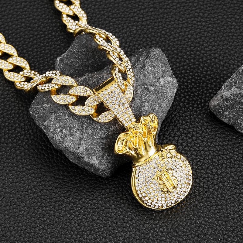 Hip Hop Street Crowd personalisierte Dollar Symbol Geld Tasche Anhänger kubanischen Kette_voghion.com