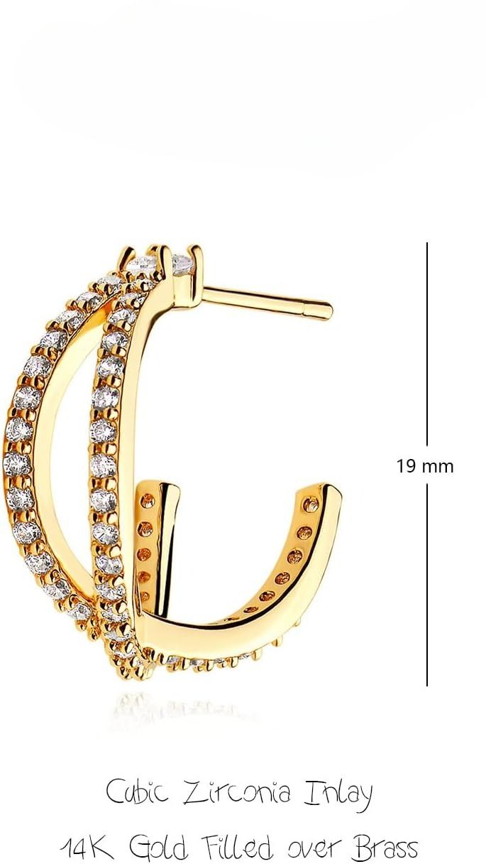 Orecchini a cerchio da donna in oro 14 carati, piccoli, semplici, fatti a mano, ipoallergenici, gioielli per tutti i giorni._voghion.com