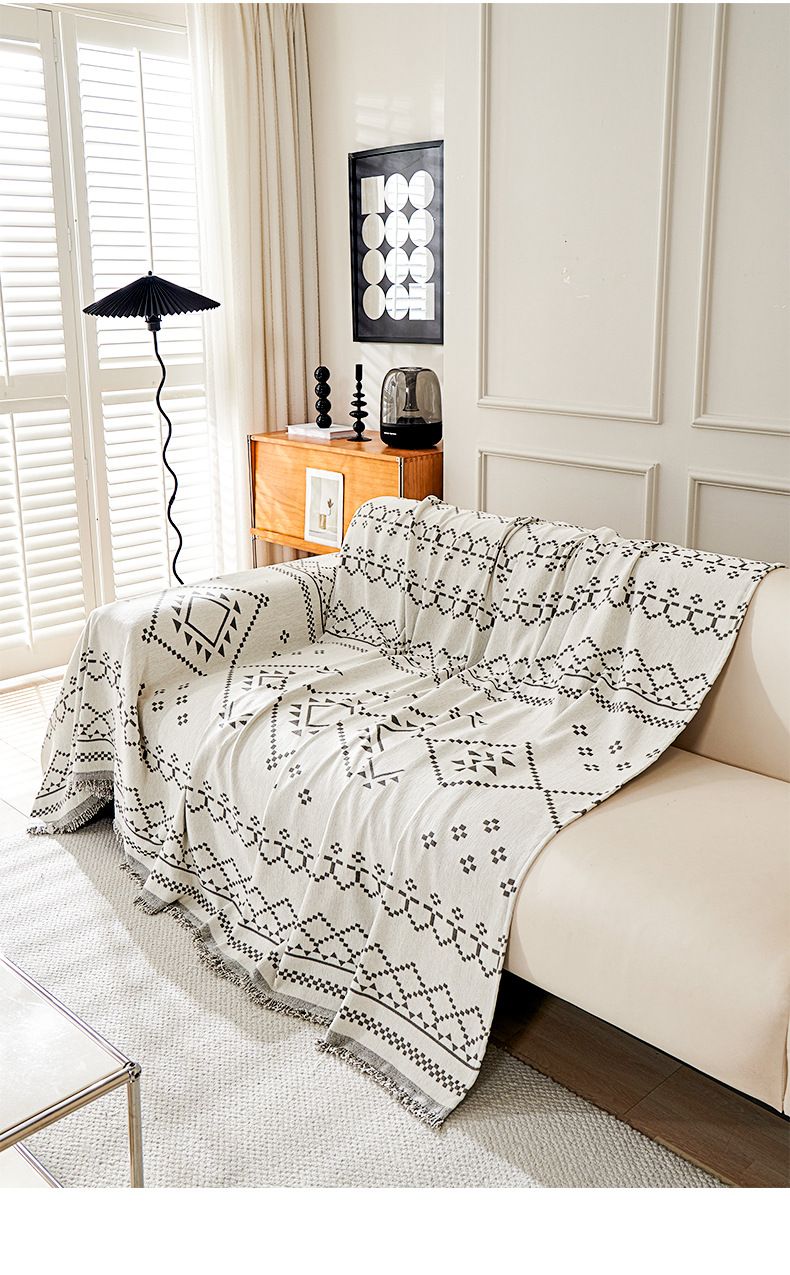 Bohemian Style Sofa Cover - Universal All-Season Sofa Protector With Geometric Pattern, Dustproof & Anti-Slip, Sizes 180x130cm To 180x460cm_voghion.com