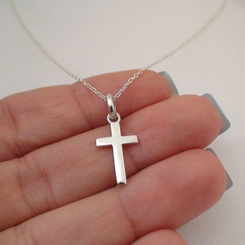Einfache Sterling Silber Kreuz Mode Anhänger Halskette Für Frauen Schmuck Geschenke_voghion.com