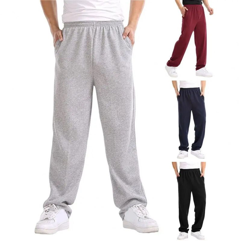 Pantalones holgados para hombre, pantalones de chándal ajustados de Color sólido, pantalones casuales elásticos, pantalones para correr de talla grande 4XL para hombre_voghion.com