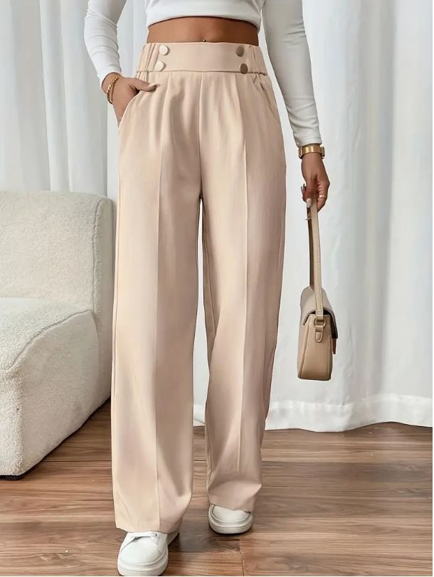 Dameskleding Drape Mopping Casual Broek Hoge Taille Broek Losse Temperament Recht Niche Ontwerp Effen Kleur Broek_voghion.com