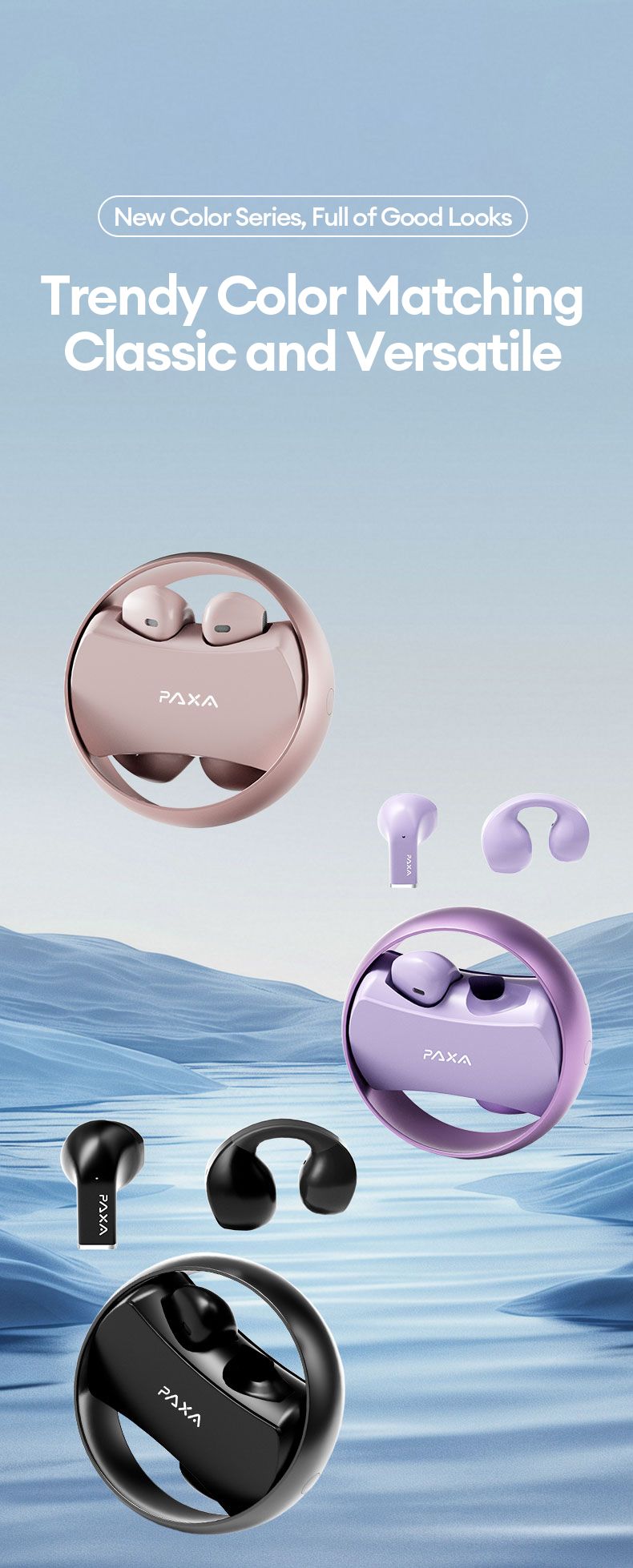 PAZA CT2 Wireless Bluetooth 5.4 Earphones Ultra-low Game Latency Earbuds Dual Gold-standard Sound Quality Headphones_voghion.com