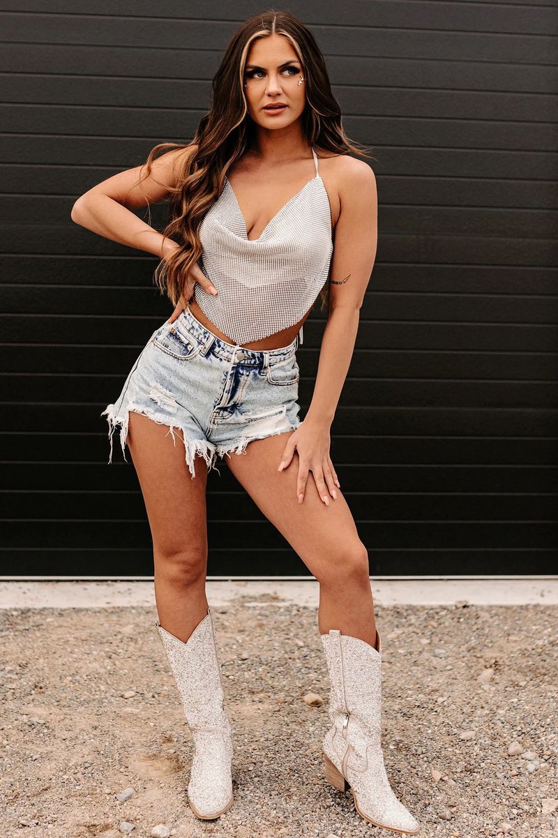 Vêtements pour femmes, short en jean déchiré rétro nostalgique_voghion.com