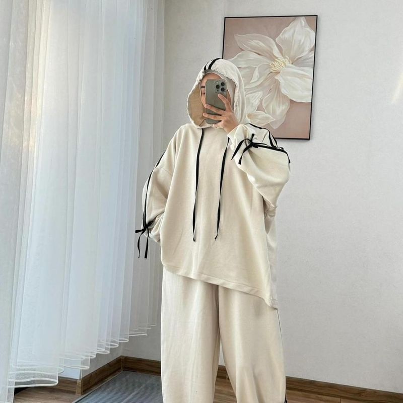 2025 Frühjahr Neue Damen Langarm Kapuze Weite Beinhose Temperament Pendler Mode Anzug_voghion.com