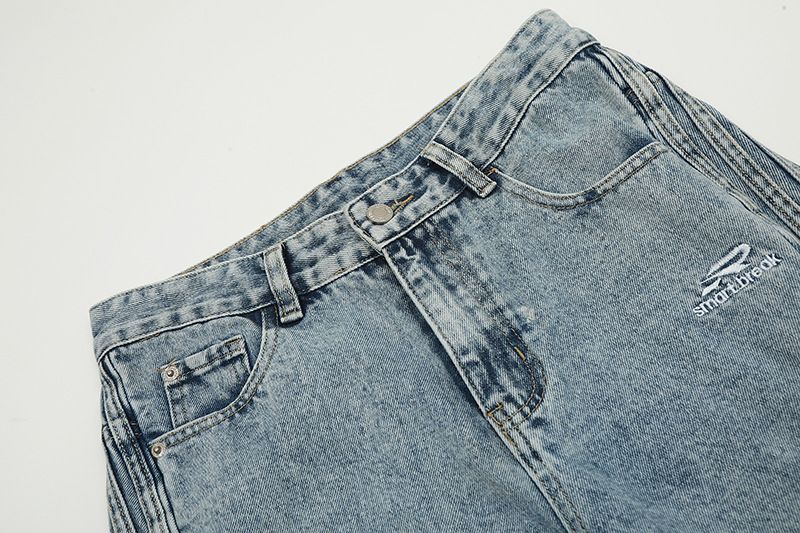 Vêtements pour hommes Jeans de travail multi-poches Jeans amples droits à jambes larges Pantalons de nettoyage décontractés pour couples Hip Hop_voghion.com