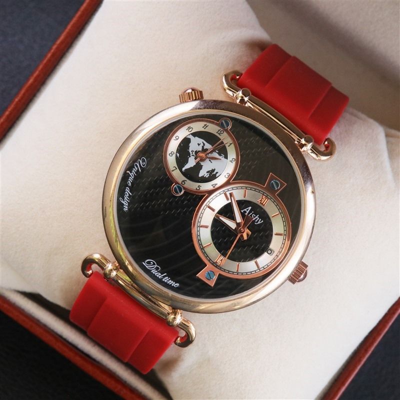 High-end Men's Movement Waterproof Cool Business Watch With Rubber Silicone Strap Dual Time Zone Hot Sale_voghion.com