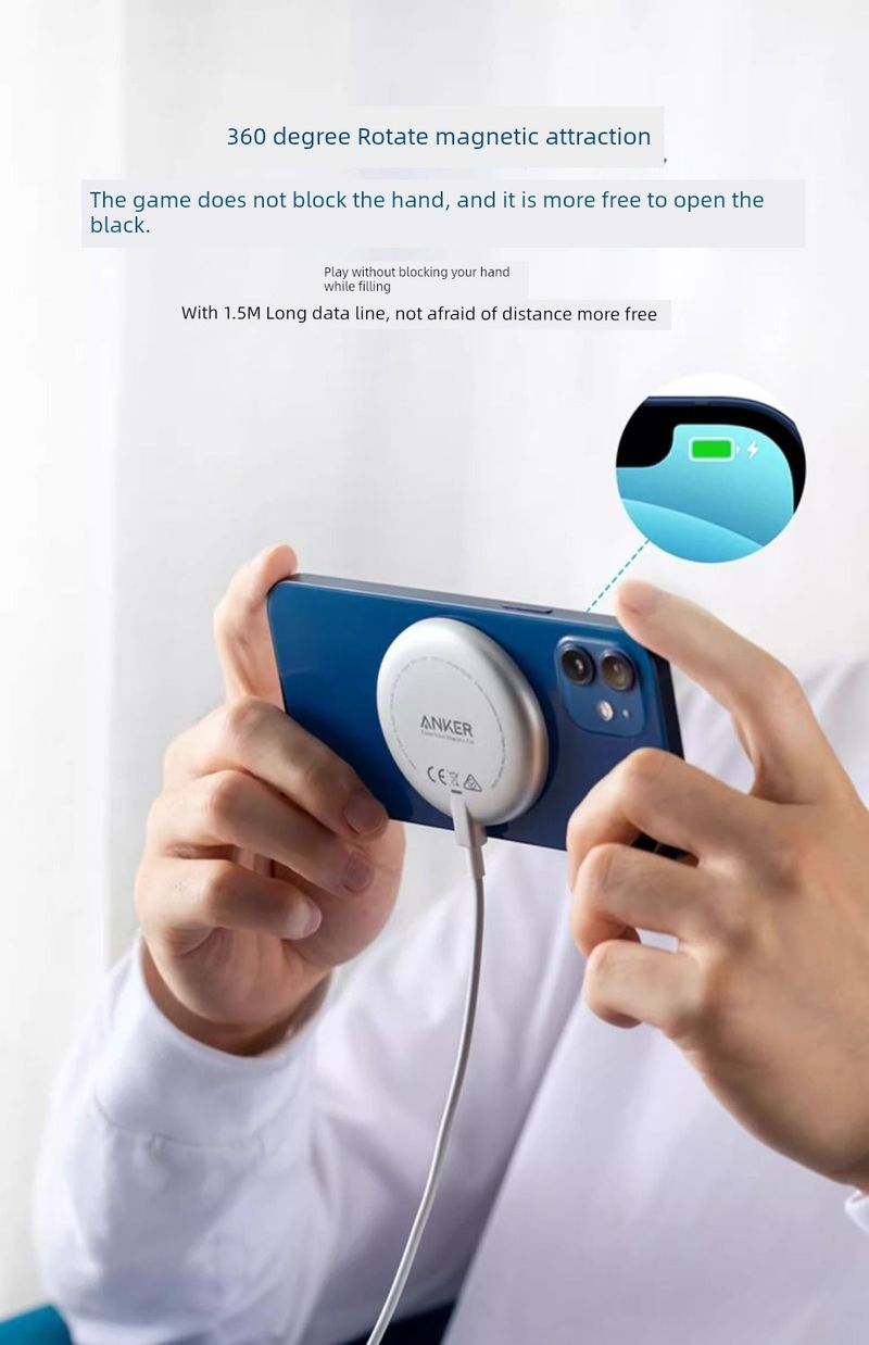 Anker Anke Magnetic Wireless Charger Qi Fast Charge 7.5W Suitable For Iphone15promax Iphone 14pro 13 12 Mobile_voghion.com