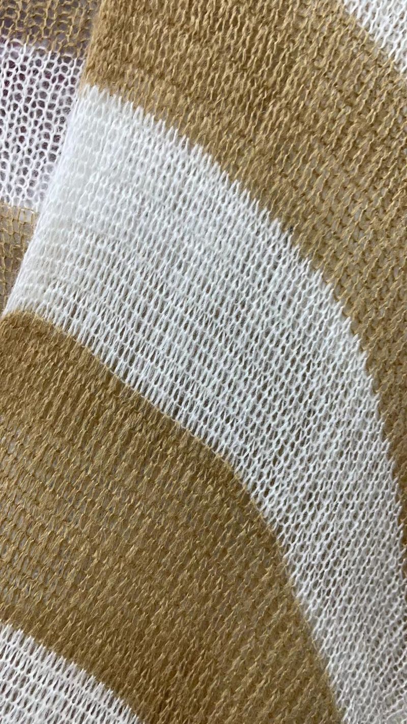 Women's Clothing Striped Mohair Knit Cardigan - Long Sleeve Lightweight Open Front Cover-Up For Spring & Summer_voghion.com