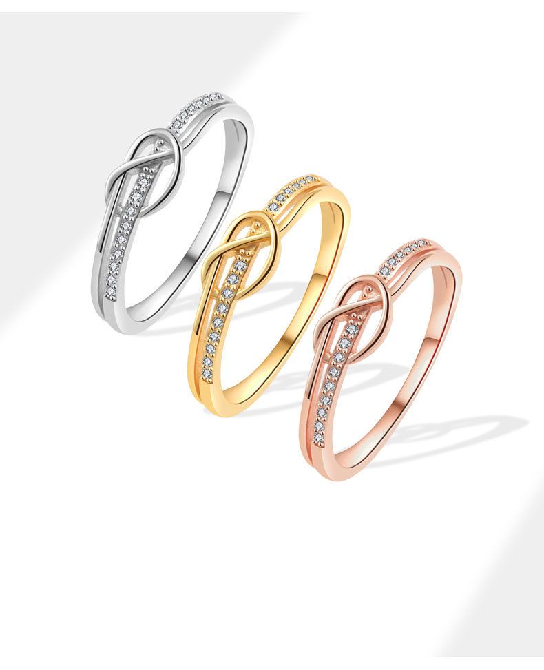 Bague nouée à une rangée de diamants pour femme, bijoux et accessoires, légère et luxueuse, style niche, bague ouverte, bague pour index_voghion.com