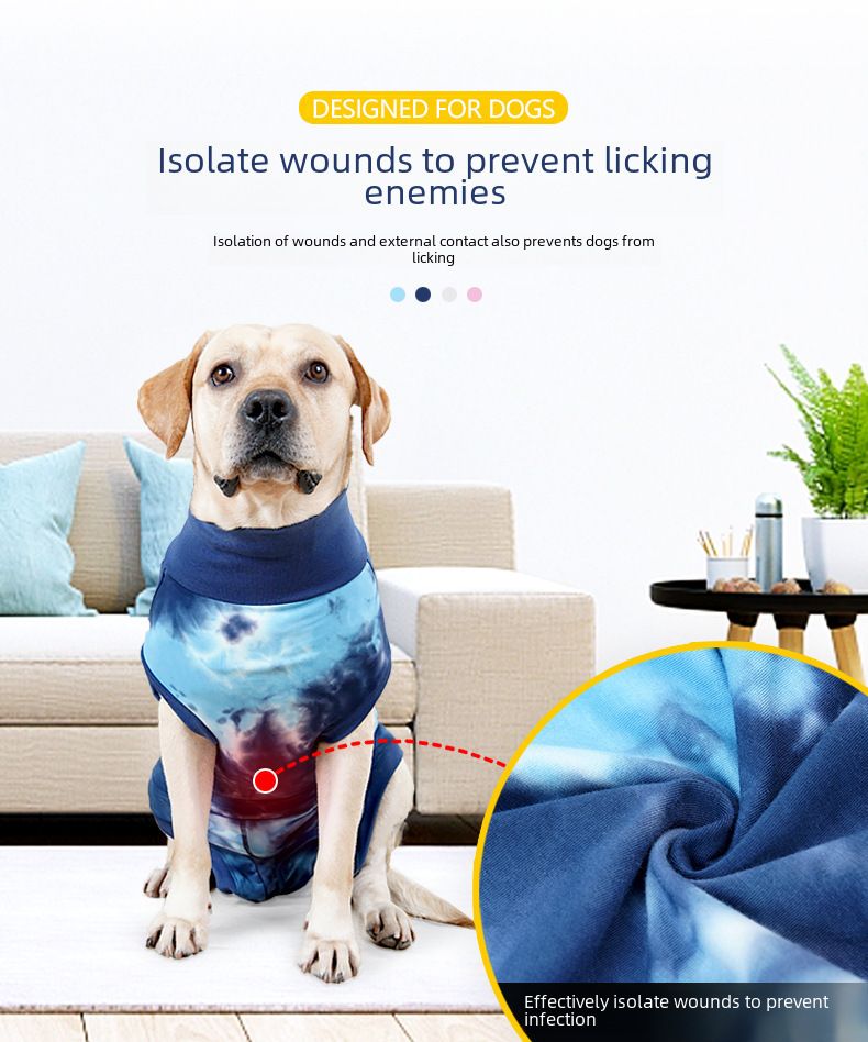 Cross-border dog Post-Operation Anti-licking sterilization clothing weaning clothing large dog breathable belly protection tie-dyed summer dog clothes_voghion.com