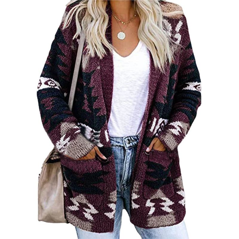 Women's loose Halloween sweater Christmas printed cardigan_voghion.com
