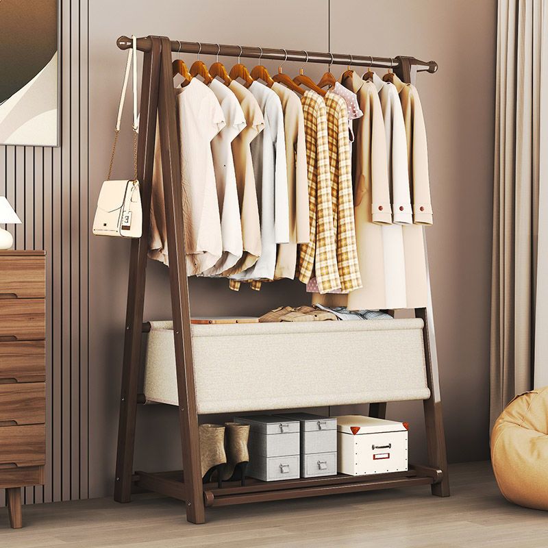 Floor-standing Coat Bedroom Storage Shelf Solid Wood Simple Modern Home Room Bedside Clothes Rack_voghion.com