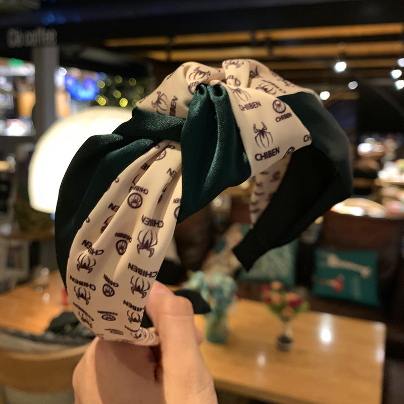 Netizen Same Style Bundle Fascia per capelli con nodo centrale per donna Fascia coreana con bordo largo con rosso e verde_voghion.com