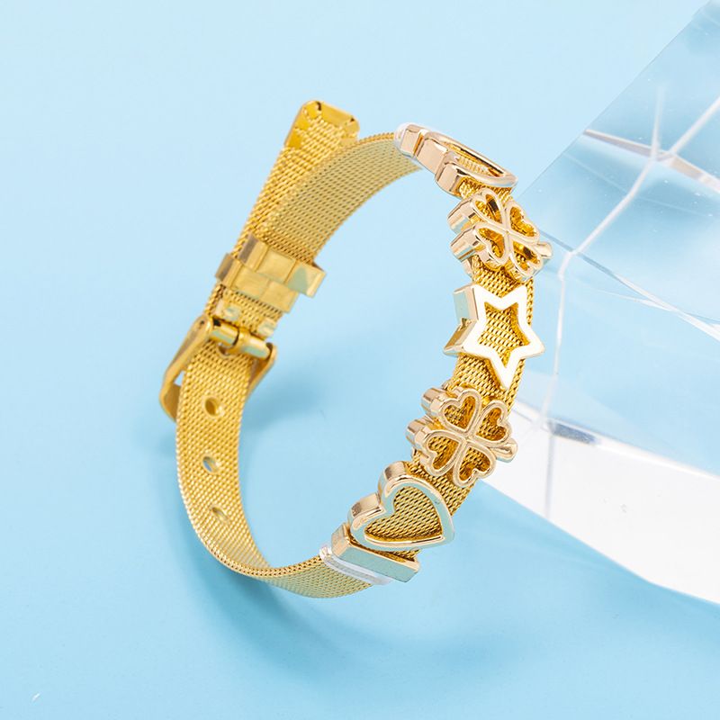 Braccialetti con ciondoli, cinturino per orologio in maglia di acciaio inossidabile da 10 mm, bracciale per coppie, bracciale regolabile_voghion.com