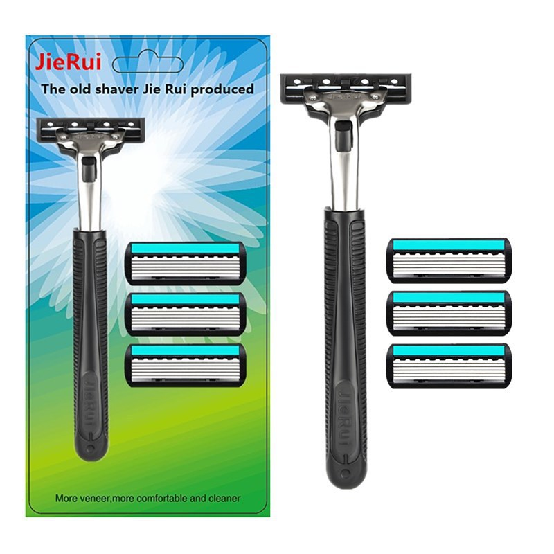 Cabezal de afeitar manual de hoja de afeitar de 6 capas de acero inoxidable para hombres_voghion.com