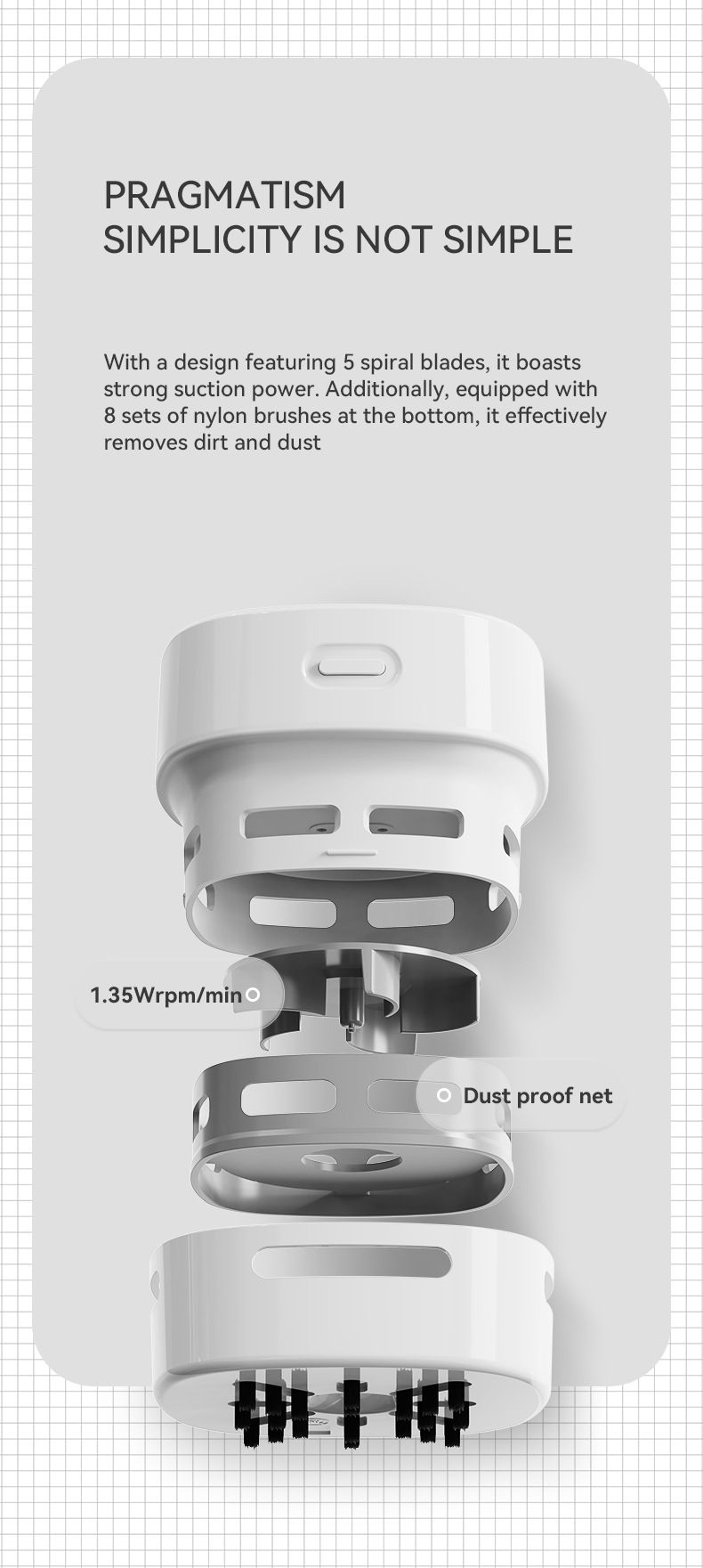 Mini aspirapolvere senza fili - Aspirapolvere portatile da 10 kPa per scrivania, auto, casa (ricaricabile tramite USB, silenzioso 46 dB, 8 colori)_voghion.com